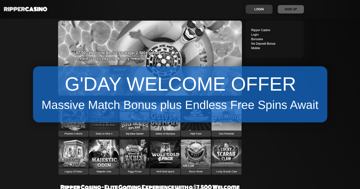 Ripper Casino Bonus - Claim Your AU$7500 + 500 Free Spins Now